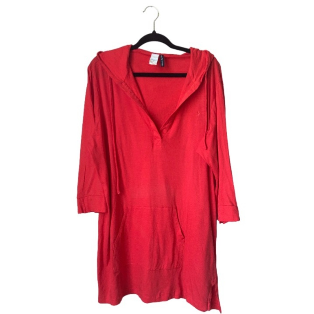 ralph lauren red hooded coverup dress